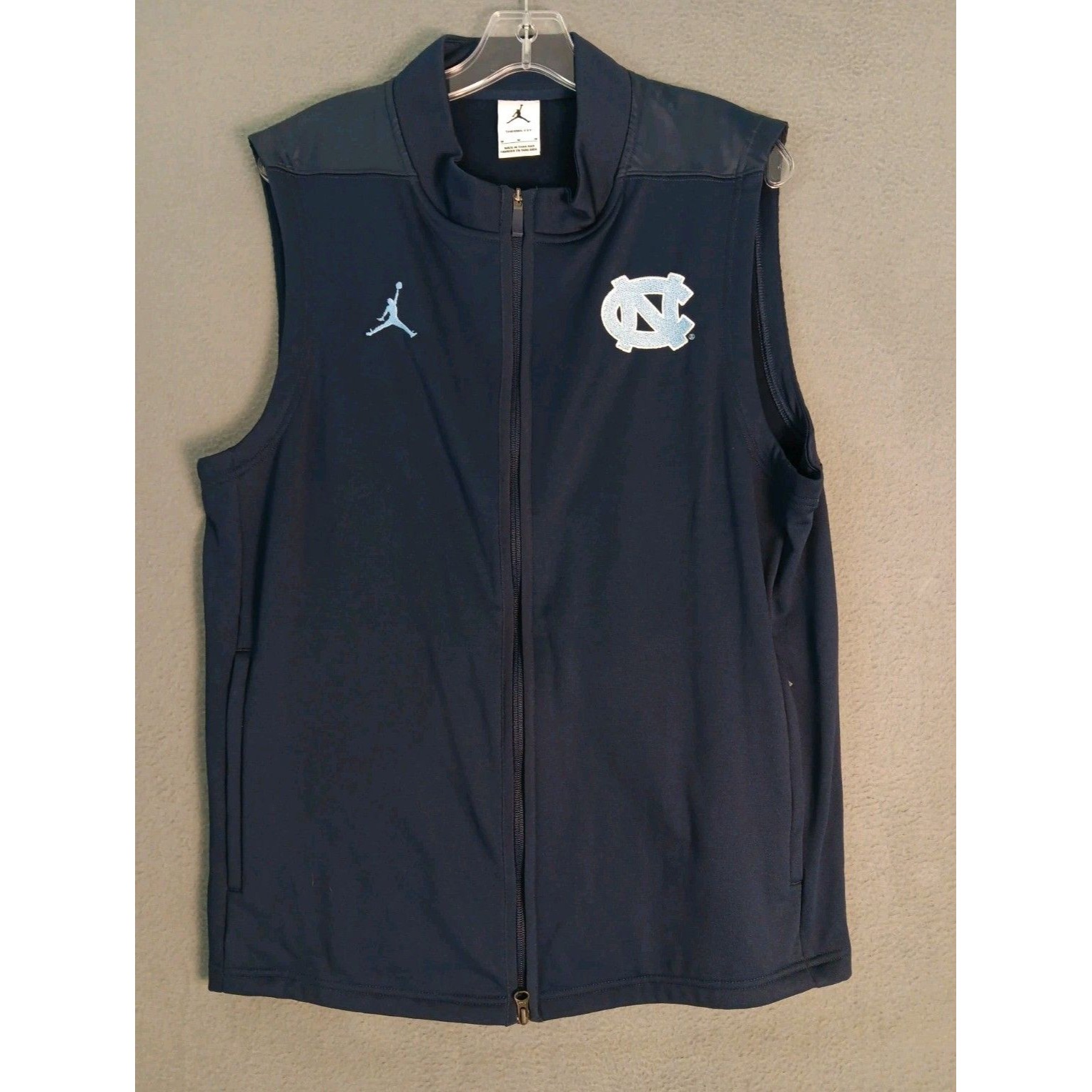Jordan Jumpman Tar Heels Unc Sleeveless Full Zip Therma Fit Vest Blue Med Nike